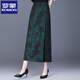 ROMON提花包臀裙半身裙女春秋2026新款氣質(zhì)長(cháng)裙獨特一片式開(kāi)叉一步裙子 綠色花 S 適合80-90斤
