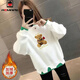 AEMAPE加絨加厚衛衣女2026春秋冬新款甜美風(fēng)印花小熊款保暖長(cháng)袖圓領(lǐng)上衣 MX-11-8024小熊-白色加絨加厚 M _建議80-100斤內