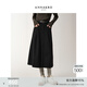 玖姿·安娜蔻休閑工裝風(fēng)單排扣松緊腰半身裙長(cháng)裙女2025冬季新款 素黑 XL