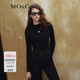 MO&Co.半高領(lǐng)打底衫MC刺繡顯瘦緊身打底毛針織衫上衣女摩安珂 黑色-第2批 M 165
