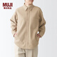 MUJI MUJI 男女通用橫豎彈力起毛夾克無(wú)性別男款女款ADL01C1A短款外套 淺米色 L-XL