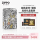 ZIPPO打火機之寶防風(fēng)煤油 龍鳳呈祥-銀機 龍紋禮盒生日禮物 含油套裝