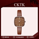 CKTK【埃尼斯推薦】手表女復古英倫風(fēng)小眾經(jīng)典小棕表時(shí)尚潮流腕表輕奢 C2106朱砂色 禮盒裝