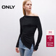 ONLY 2025夏季純色一字蕩領(lǐng)不規則下擺長(cháng)袖T恤女|125301011