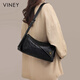 viney包包女包牛皮斜挎枕頭包輕奢腋下單肩包生日禮物高級感送女友老婆 【黑色】小眾時(shí)尚百搭品牌通勤包 原創(chuàng  )單品 VINEY輕奢單肩斜挎包