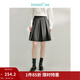茵曼（INMAN）半身裙女士學(xué)院風(fēng)格雷系百褶短裙女高腰顯瘦灰色 深灰色 M