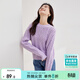 尚都比拉冬季復古菱格麻花毛衣女小個(gè)子圓領(lǐng)百搭針織衫 紫色 L 