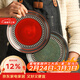 舍里美式陶瓷手繪西餐盤(pán)子圓盤(pán)彩色牛排盤(pán)湯盤(pán)菜盤(pán)沙拉盤(pán)微波爐餐盤(pán) 綠色轉印-平盤(pán) 8英寸 單個(gè)入
