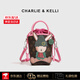CHARLIE&KELLI品牌 CK輕奢包包女士單肩包卡通手提零錢(qián)斜挎手機包生日禮物女 粉色【八倉速發(fā) 品牌禮袋】