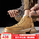 皓頓（HAUT TON）馬丁靴男頭層牛皮復古工裝靴男士時(shí)尚英倫風(fēng)中幫春夏新品大黃靴 卡其色 39 適合運動(dòng)鞋40碼
