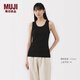 MUJI女式 彈力羅紋編織背心 上衣內搭打底 25年夏季女裝 BB2ROA5S 黑色 L (165/88A)