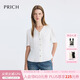 PRICH淡人穿搭氣質(zhì)V領(lǐng)短袖襯衫2025夏季新款垂墜感收腰顯瘦上衣女 10白色 M (165)