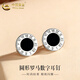 中國黃金（CHINA GOLD）S925銀圓形羅馬數字耳釘女款首飾品耳飾婦女節生日禮物送女友老婆 圓形羅馬數字耳釘
