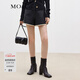 MO&Co.短褲撞邊運動(dòng)風(fēng)高腰松緊腰方格絎縫夾棉休閑褲摩安珂 黑色 S 160