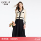 歌莉婭小香風(fēng)兩件套女小個(gè)子爆款氣質(zhì)高級洋氣提花毛針織套裝1B2CAA300 00B黑色 L