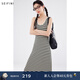 詩(shī)凡黎（‘S EIFINI）詩(shī)凡黎簡(jiǎn)約條紋運動(dòng)風(fēng)背心連衣裙2024夏新款流行漂亮無(wú)袖中長(cháng)裙女 米色 M 160/85CM