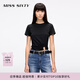 MISS SIXTY2025夏季新款短袖T恤女圓領(lǐng)鉆飾彈力修身顯瘦短款上衣 黑色 M