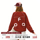 FPA恒溫暖皮哈蘇線(xiàn)圓領(lǐng)印花衛衣 春秋季潮牌潮流寬松情侶裝套頭上衣 磚紅色 L