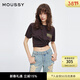 moussy 新品美式復古做舊LOGO寬松短袖T恤010IS290-4771 021淺黑色 均碼