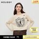moussy春季新品暗黑哥特圖案短款針織衫毛衣女028IAZ70-1019 013象牙色 均碼