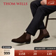 THOM WILLS切爾西男靴手工固特異短靴真皮英倫男士低幫馬丁鞋 深咖色E211 42 /8碼