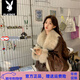 花花公子（PLAYBOY）品牌美拉德輕奢氣質(zhì)皮毛一體羽絨服女 2025冬新款小個(gè)子毛絨外套 深咖 XL (130斤以?xún)?