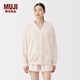 MUJI女式 天鵝絨開(kāi)衫 女士睡衣上衣單件家居服25年冬季純棉 FD1MJC5A 象牙色 M （160/84A）