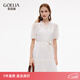 歌莉婭天絲連衣裙女穿搭2025新款荷葉邊裙子1E5R4K830 07W米色 S