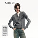 MO&Co.針織衫開(kāi)衫綿羊毛精制鏡面珠片釘鉆短款灰色毛衣摩安珂 中花灰色 S 160
