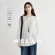 MSLAN花苞下擺寬松長(cháng)袖t恤女2026春季新款休閑簡(jiǎn)約白色圓領(lǐng)套頭上衣 本白 L
