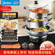 美的（Midea）電蒸鍋電炒鍋電煮鍋電火鍋多功能鍋家用蒸煮炒一體電熱鍋24.1L不銹鋼0涂層多用途鍋MZ-ZGC36G02