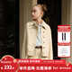 ELLE KIDS童裝 復古斜門(mén)襟外套女童秋季新款寬肩廓形個(gè)性時(shí)髦上衣 淺卡其 160 （S）