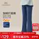 英氏（YEEHOO）女童加絨打底褲兒童褲子春冬季運動(dòng)微喇長(cháng)褲中大童裝洋氣春冬裝 未來(lái)之星燕尾藍 170 cm