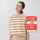 哈吉斯（HAZZYS）女裝 夏款女士寬松條紋休閑T恤衫女ASTSE0BBX27 米色BI L (165/88A 40)