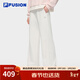 FILA FUSION斐樂(lè )潮牌針織直筒長(cháng)褲女25冬季新款時(shí)尚休閑寬松闊腿褲子 云白色-WT M 165/66A/M