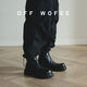 OFFWOFEEOFFWOFEE水洗馬皮拼接皮褶皺馬丁靴大頭黑色增高厚底翹頭男女短靴 黑色 26 42男