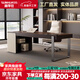 尚華仕實(shí)木書(shū)桌椅組合2026新款高端家用書(shū)房電腦桌寫(xiě)字桌客廳老板辦公桌 煙熏木書(shū)桌【排插款】單桌 160*70*75cm【送貨上門(mén)】