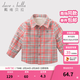 戴維貝拉（DAVE＆BELLA）加絨格子女童襯衣兒童襯衫男童長(cháng)袖上衣秋冬打底衫寶寶冬季中大童 橘灰格子 90 cm(3Y(建議身高80-90cm))