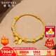 賽菲爾黃金手鏈女款足金蹦迪珠小金珠轉經(jīng)筒平安牌墜古法金琺瑯碎金手串 約13.93克