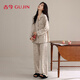 古今（GUJIN）春夏新品純棉長(cháng)袖開(kāi)衫睡衣女家居服女士可外穿睡褲大碼韓套裝 L