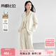 尚都比拉休閑風(fēng)通勤套裝女夏季西裝外套短馬甲配長(cháng)褲三件套 米杏色  XL 