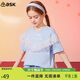 ASK JUNIOR童裝兒童短袖T恤2026夏女童中大童網(wǎng)紗字母印花打底衫 藍色 160