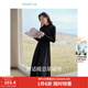 茵曼（INMAN）2025秋冬女裝新款燈芯絨連衣裙新品長(cháng)袖休閑針織禮服中長(cháng)裙子 午夜黑-18348357H1 M