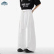 頂峰保羅（Dingfengbaoluo）綁帶設計感西褲長(cháng)褲子垂感百搭褶皺寬松闊腿休閑褲TID06白色L