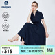 Navigare意大利小帆船短袖連衣裙女士夏季V領(lǐng)修身裙子時(shí)尚棉感針織長(cháng)裙女 藏青 L 碼