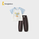 童泰（TONGTAI）嬰兒短袖套裝夏季純棉寶寶衣服男女童外出上衣長(cháng)褲童裝藍色100cm