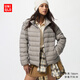 優(yōu)衣庫女裝高級輕型羽絨茄克/輕暖便攜排骨羽絨478572 478572/04煙灰色 L
