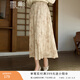 香影新中式國風(fēng)碎花半身裙女高腰2026春季新款肌理感雪紡百褶裙子 卡其色 L