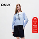 ONLY秋季學(xué)院風(fēng)百搭拼接紐扣翻領(lǐng)長(cháng)袖襯衫女|124305040 C39 牛舌草藍色 M (165) 84A