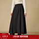 茵曼2025秋冬女裝新款復古壓褶針織半身裙顯瘦高腰中長(cháng)款A字裙 貴族灰 M